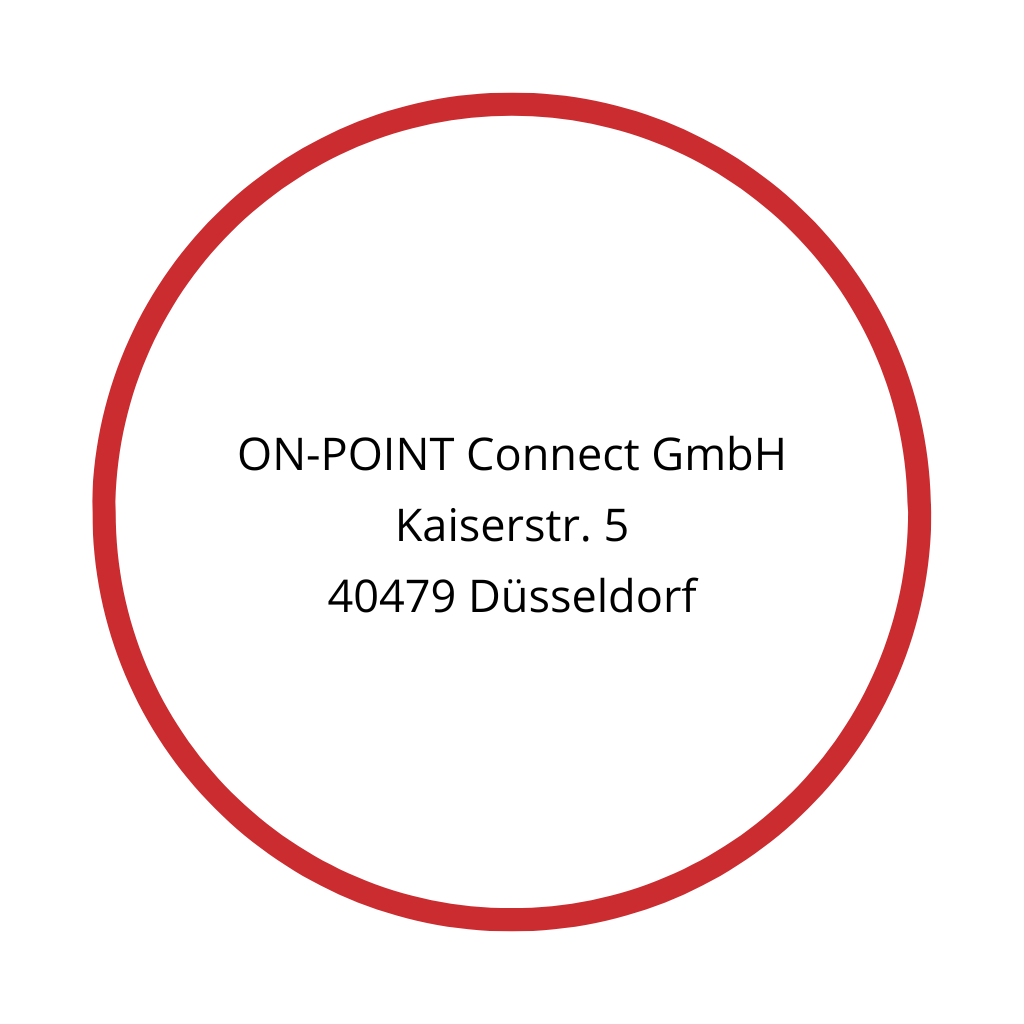 Düsseldorf office postal adress in a red circle