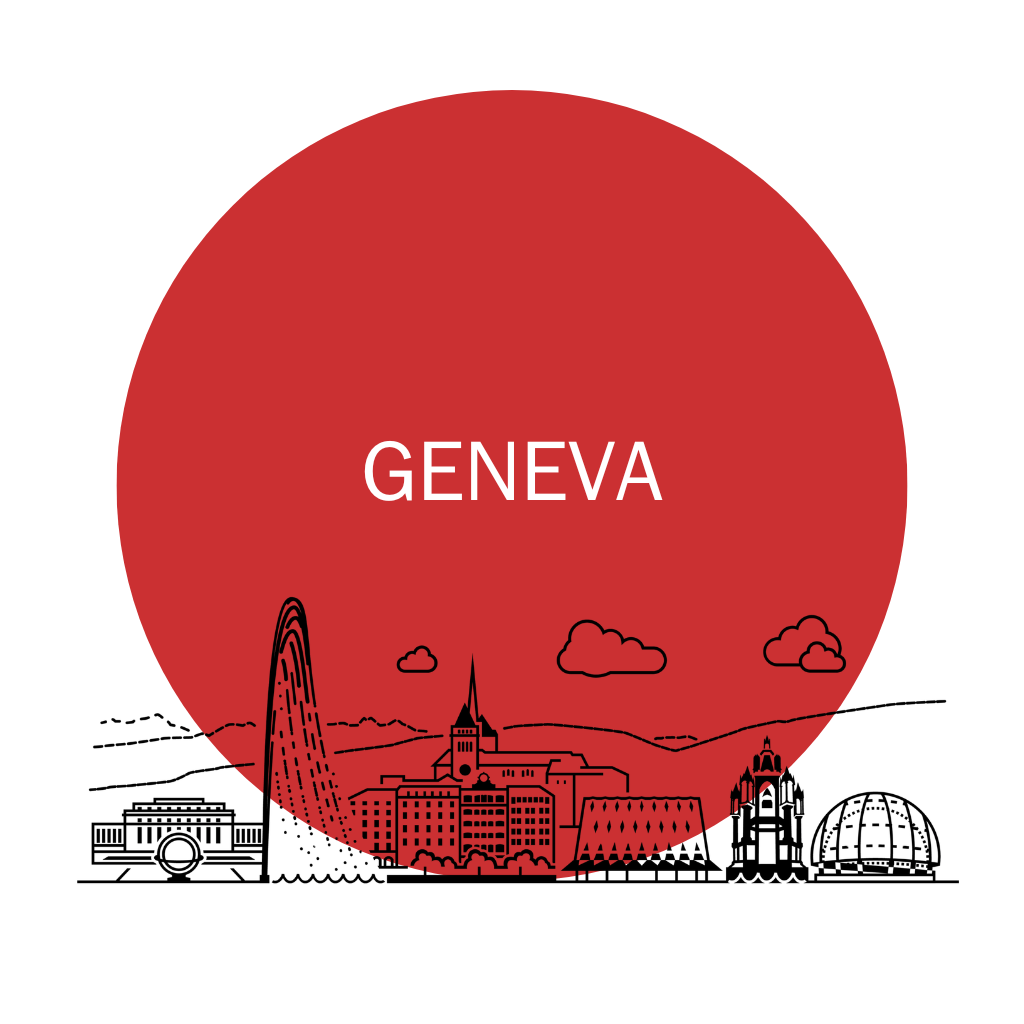 Geneva skyline graphic with red circle